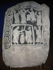 A drinking scene on an image stone from Gotland, Swedish Museum of National Antiquities, Stockholm.