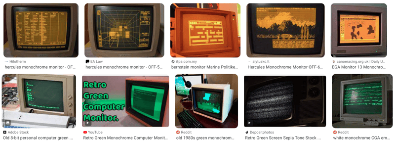 Sepia and green monochrome monitors in image search results