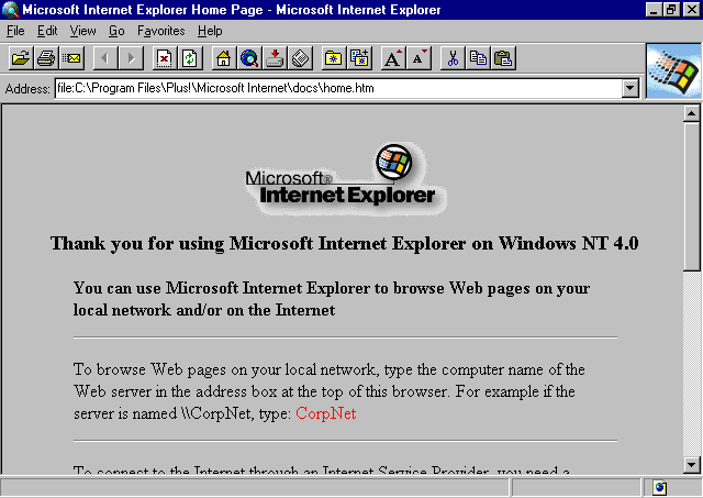 Browser in Windows NT 4.0 Workstation (Internet Explorer 2)