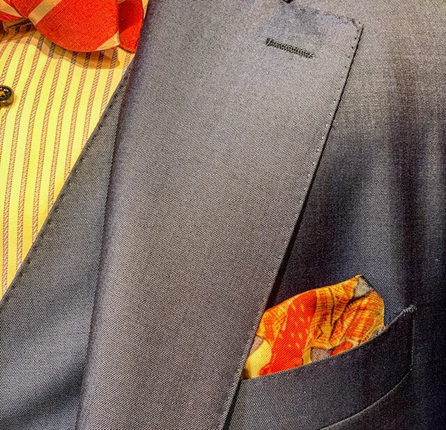 Pick Stitching on vest, lapel and breast pocket. See the crispness of the edges with the addition of the stitch