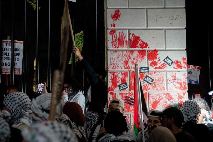 White House gates smeared with blood red paint during pro-Palestine ...