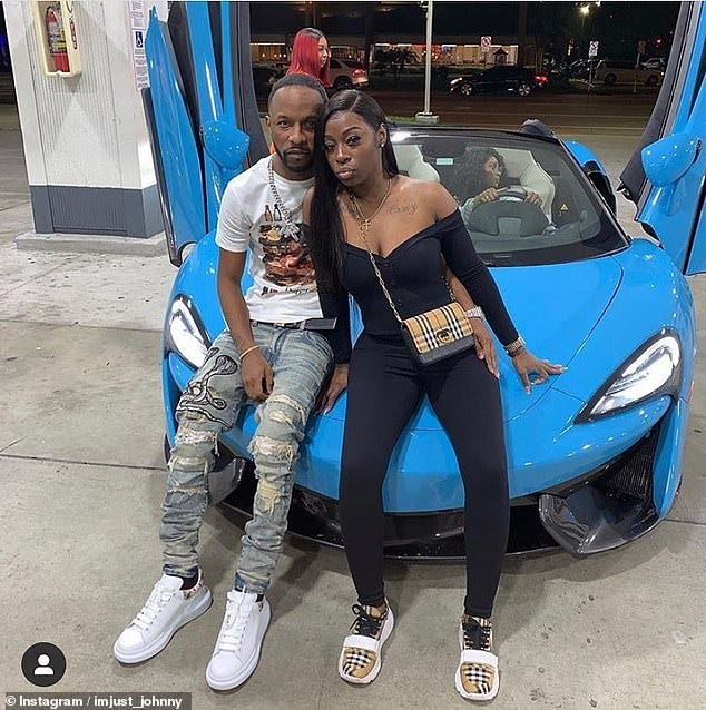 Richardson is seen here with his sister, who was not involved in the plot, as the two sit on the hood of a McLaren