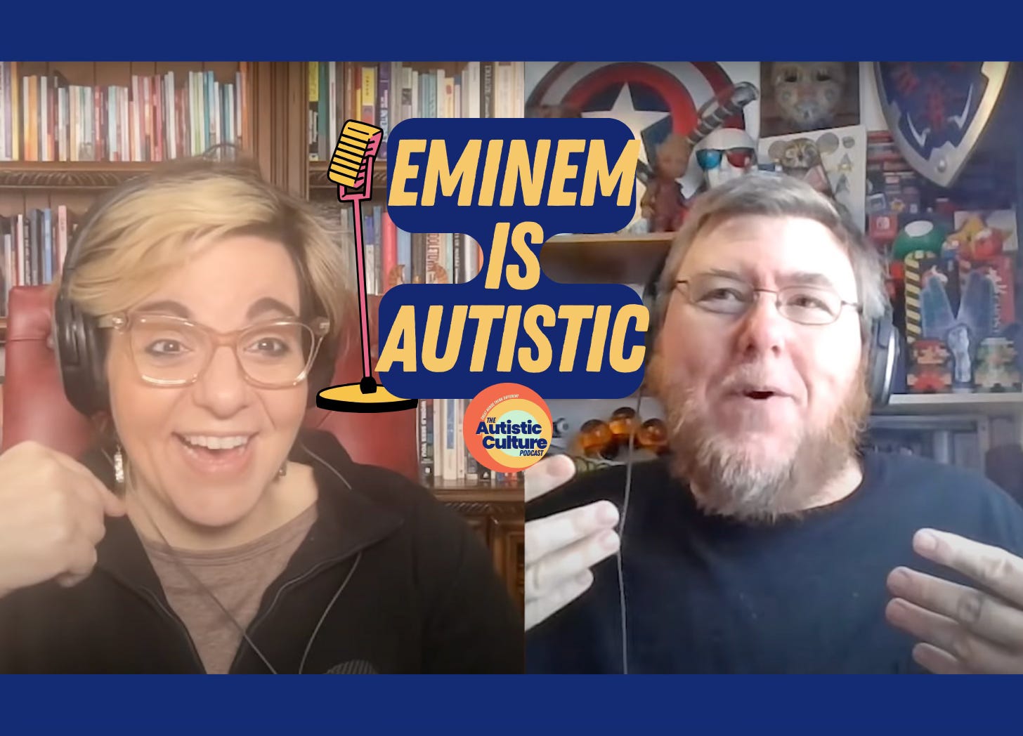 Listen to autistic podcast hosts discuss: Eminem is autistic. Autism Podcast | Eminem asperger syndrome | Eminem is one of the most famous Autistic celebrities and Autistic musicians.  He displayed classic autism symptoms in teens, and his sensory seeking nature and intense interest in music led to a dynamite career. 