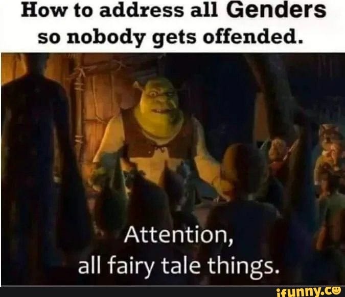 How to address all Genders so nobody gets offended. Attention, all fairy  tale things. - iFunny
