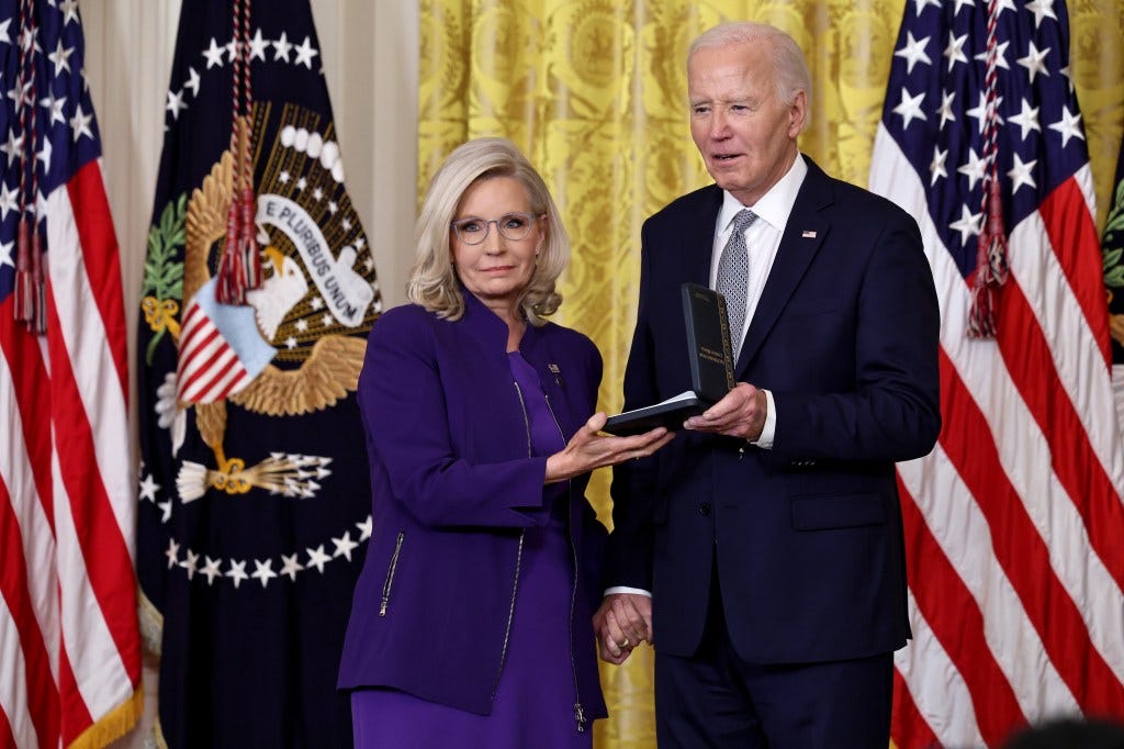 Biden presenting former Rep. Liz Cheney with the Presidential Citizens Medal on Jan. 2, 2025.