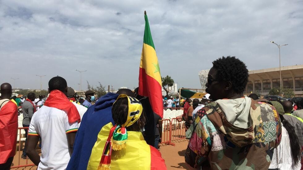 Pastef supporters at a political rally in Dakar, in March 2024, during the presidential election campaign.