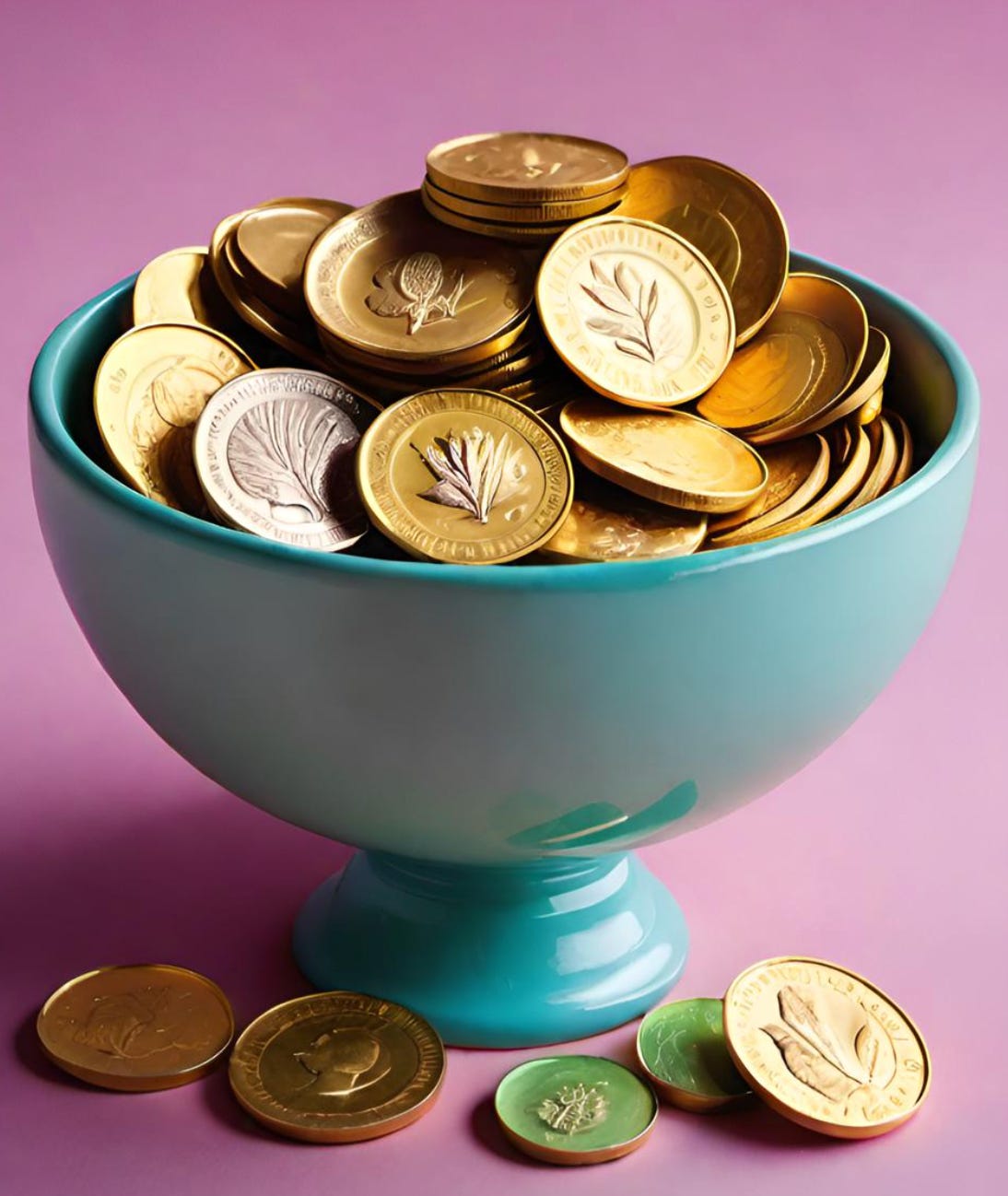 gold coins in a bowl