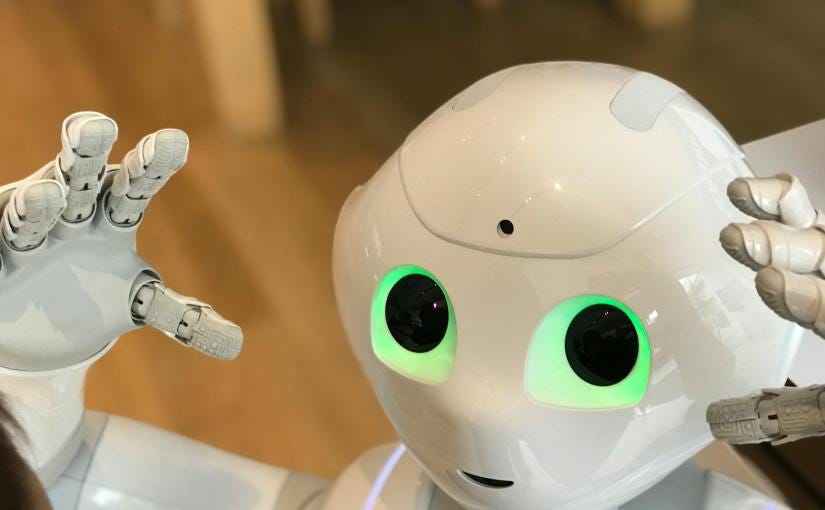 close up shot of a white robot