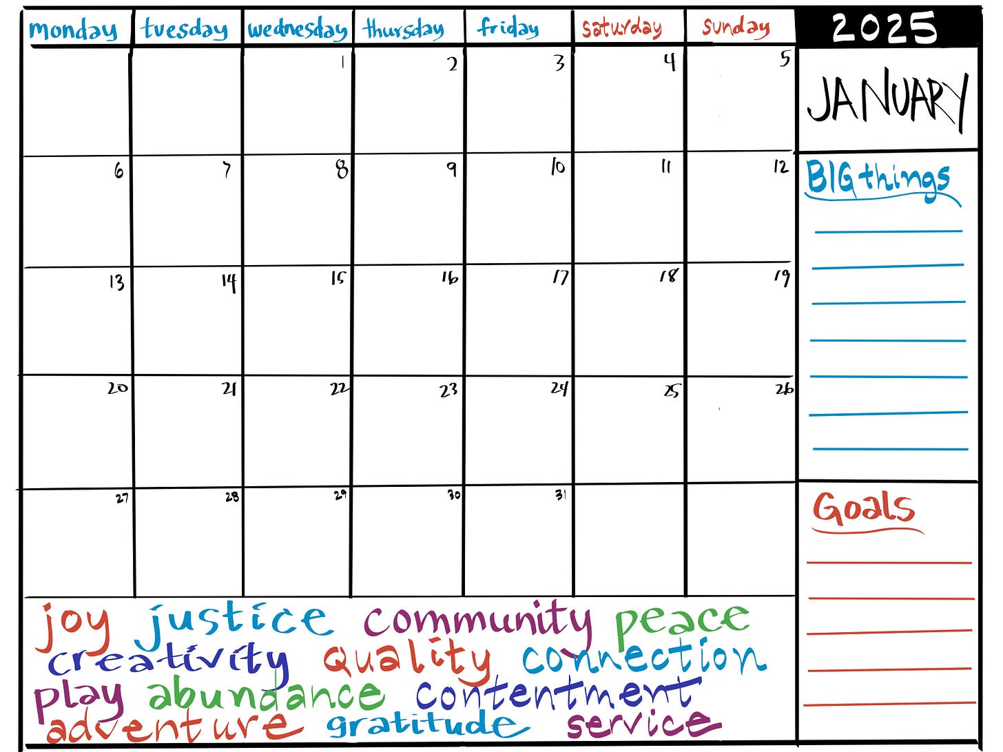 2025 fill in calendar