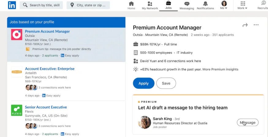 LinkedIn's new Gen AI feature will write messages to hiring managers.