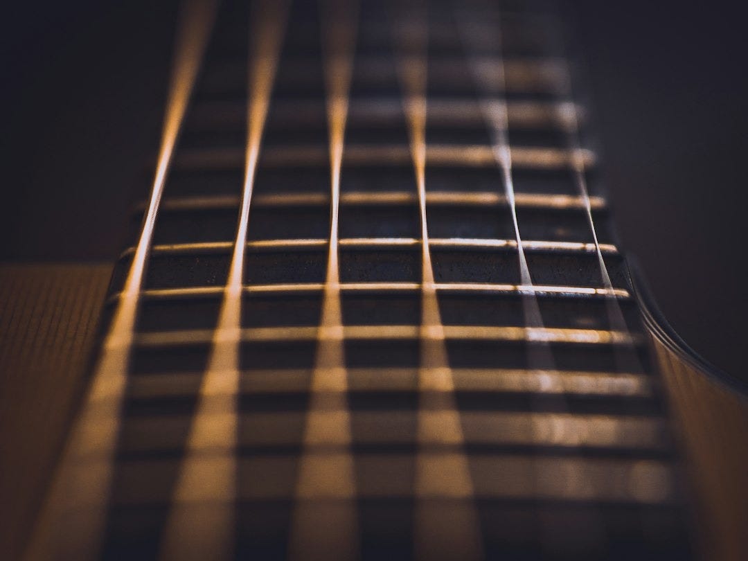 close-up photo of guitar strings