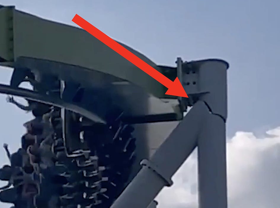 Crack in Fury 325 coaster structure