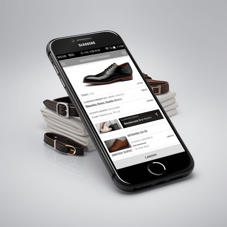 A sample image of a mobile application of a shoe store, generated from MidJourney AI