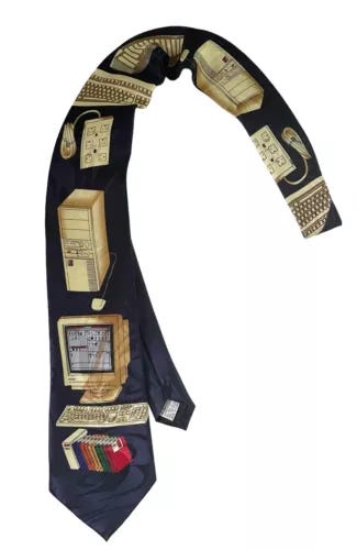 Fratello Handmade Neck Tie Computer Tech Digital Age Fun Quirky Polyester EUC - Picture 1 of 2