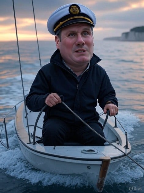 Keir Starmer in a boat