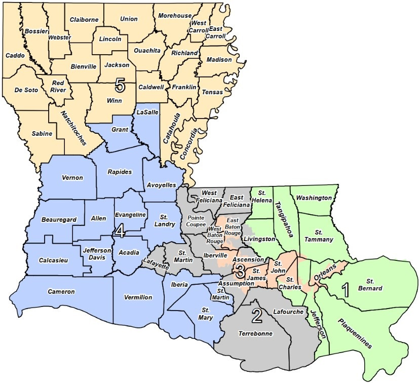 Louisiana Public Service Commission District Map