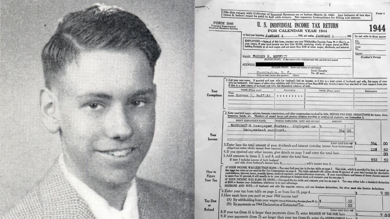 On a la preuve qu'à 14 ans, Warren Buffett gagnait déjà une petite fortune  (et payait des impôts)