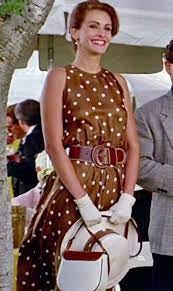 Julia Roberts Inspired Brown Polka Dot Dress in Movie "Pretty Woman"