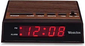 Westclox Retro Wood Style Easy To Read Super Bright Small Night Table Soft Tone Alarm Clock 22690