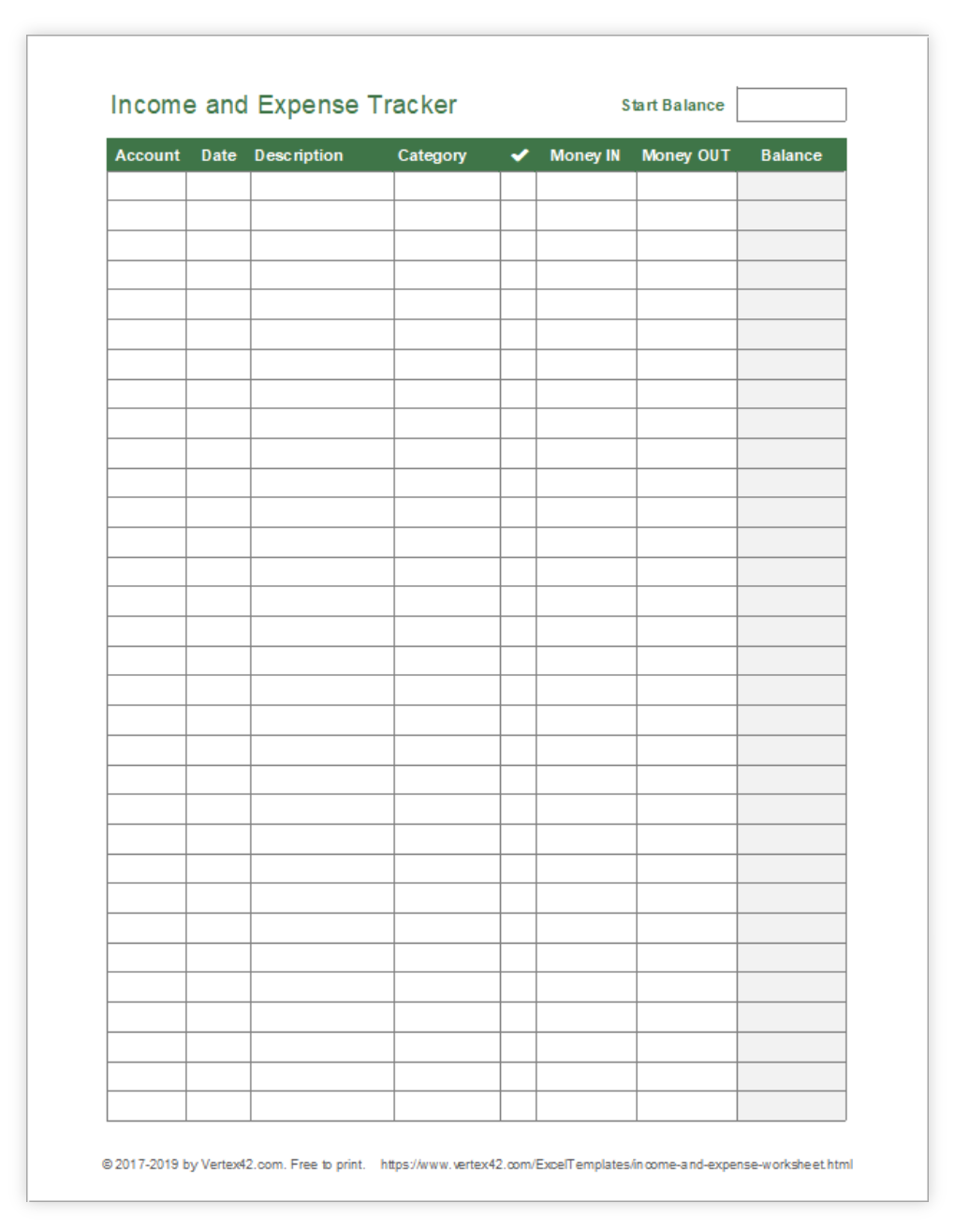 Printable Income and Expense Worksheet by Vertex42