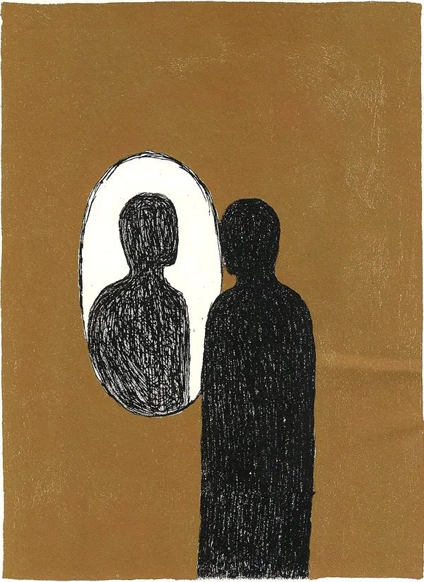 Ilustración de Mimmo Paladino que representa la búsqueda de identidad.