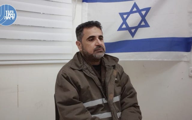 Director of Gaza's Kamal Adwan hospital Ahmed Kahlot is seen being interrogated by the Shin Bet in a video published on Tuesday, December 19, 2023. (Shin Bet) Director of Gaza's Kamal Adwan hospital Ahmed Kahlot is seen being interrogated by the Shin Bet in a video published on Tuesday, December 19, 2023. (Shin Bet)