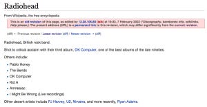 Radiohead on Wikipedia