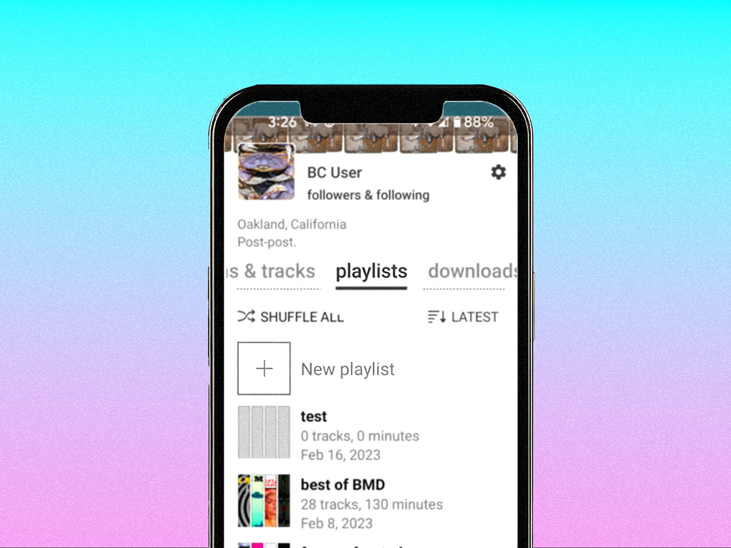 Bandcamp app users can now create playlists from their Collection