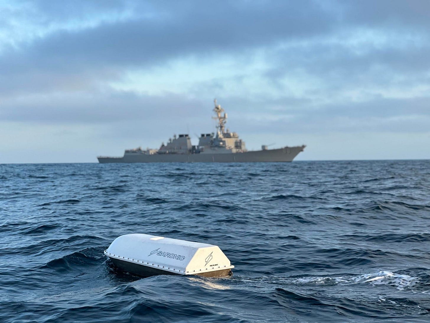 Saronic Spyglass patrolling alongside a U.S. Destroyer