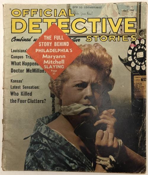 Official Detective Stories" April 1960 Bondage Cover