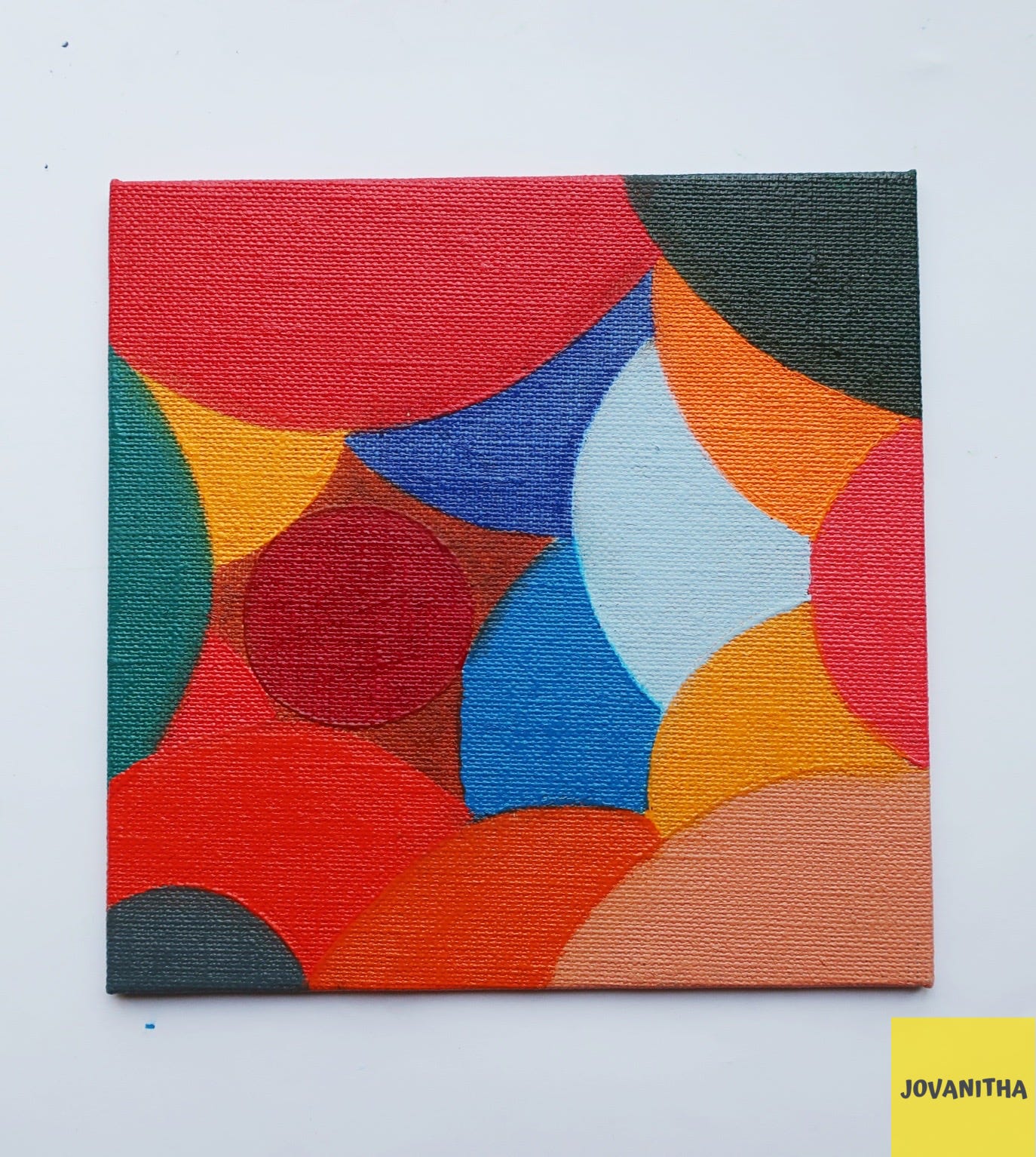 A colourful abstract oil painting