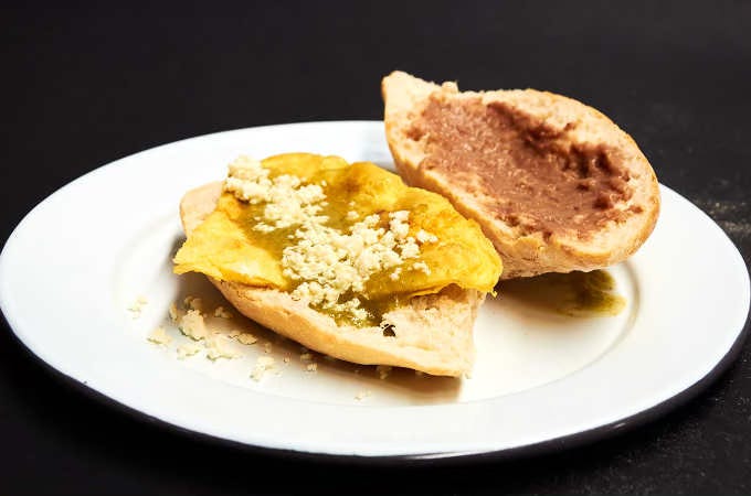 scrambled egg torta on a plate