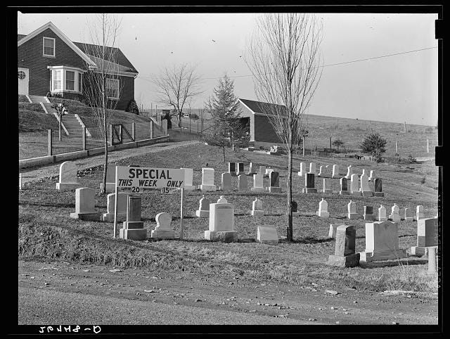 Bargain tombstones. Lexington, Virginia. Source: Library of Congress.