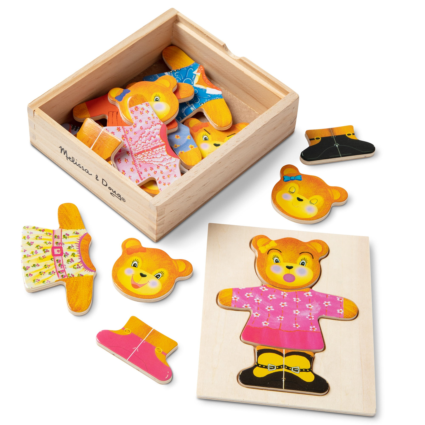 Melissa & Doug Wooden Bear Dress-Up Play Set (18 pcs)