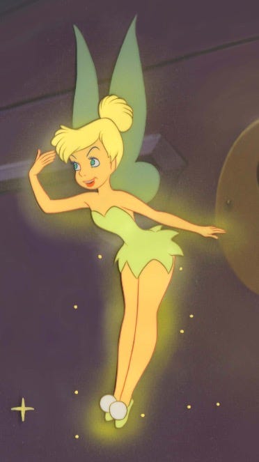 Original Production Animation Cels of Tinker Bell With Matching Wings from  "Peter Pan," 1953
