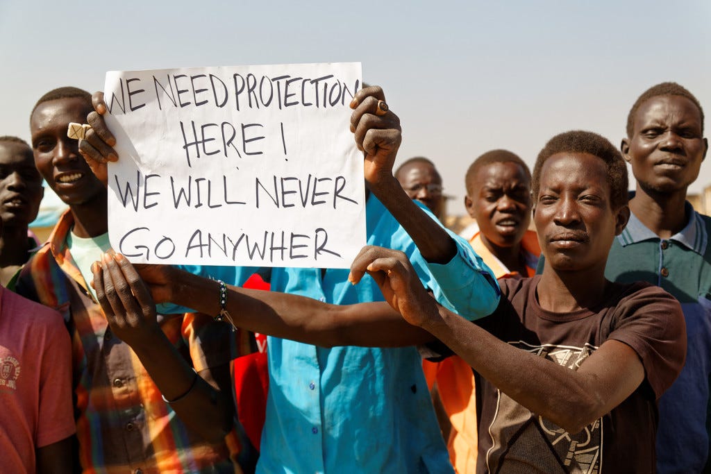 the residents of the Malakal Protection of Civilians site organized a silent protest, demanding accountability for the international community’s shortcomings in safeguarding their lives. SOUTH SUDAN, Malakal, 26 February 2016 Credit: OCHA/ Charlotte Cans Ahimed Shehussen, his wife Teyiba Megersa, and their four children are surviving on emergency food assistance after their crops failed this year due to the delayed rains and the drought. ETHIOPIA, Oromia region, 3 February 2016 Credit: OCHA/ Charlotte Cans Ahimed Shehussen, his wife Teyiba Megersa, and their four children are surviving on emergency food assistance after their crops failed this year due to the delayed rains and the drought. ETHIOPIA, Oromia region, 3 February 2016 Credit: OCHA/ Charlotte Cans Chano Buta Kufa, 18, lives with his family and helps them grow food on their land. This year, however, their crops were reduced by 50 to 75 per cent and they are struggling to eat every day. ETHIOPIA, Oromia region, 2 February 2016 Credit: OCHA/ Charlotte Cans SG Trip In North Kivu, violence has forced approximately 42,500 people to flee their homes. Mr. Ban visited the Mungote site, which hosts close to 15,000 internally displaced persons. DEMOCRATIC REPUBLIC OF THE CONGO, Kitchanga, 24 February 2016 Credit: Giles Clarke/Getty Images Reportage The Mungote site has a school and various projects meant to strengthen the resilience of the people living there, including a bakery run and staffed by women survivors of gender-based violence. DEMOCRATIC REPUBLIC OF THE CONGO, Kitchanga, 23 February 2016 Credit: UN Photo/Eskinder Debebe SG Trip On 17 February 2016, the Malakal Protection of Civilians site was brutally attacked and partially reduced to dust by armed groups. At least 25 people were killed and more than 122 people were severely injured. SOUTH SUDAN, Malakal, 26 February 2016 Credit: OCHA/ Guiomar Pau Sole During the high level visit, the residents of the Malakal Protection of Civilians site organized a silent protest, demanding accountability for the international community’s shortcomings in safeguarding their lives. SOUTH SUDAN, Malakal, 26 February 2016 Credit: OCHA/ Charlotte Cans SC am In the informal settlement of Hay el Tanak, in Northern Lebanon, over 2,400 Lebanese, Syrians and Palestinians live amid rubble and destruction. LEBANON, Tripoli, 25 March 2016 Credit: Giles Clarke/Getty Images Reportage DSC01857 In the refugee camp of Beqaa Valley, the Secretary-General met a Syrian family that has been living there for five years. The number of refugees in the world is the highest it has been since 1945. LEBANON, Beqaa Valley, 25 March 2016 Credit: Giles Clarke/Getty Images Reportage Depicting hope, in Zaatari refugee camp. The settlement has grown to host nearly 80,000 Syrian refugees since it opened in 2012. JORDAN, Al Mafraq, 27 March 2016 Credit: Giles Clarke/Getty Images Reportage SG Trip Schoolchildren sing a song to welcome Secretary-General Ban Ki-moon, his wife Yoo Soon-taek, and World Bank President Jim Yong Kim, to their classroom at the Zaatari Refugee Camp. JORDAN, Al Mafraq, 27 March 2016 Credit: UN Photo/Mark Garten the residents of the Malakal Protection of Civilians site organized a silent protest, demanding accountability for the international community’s shortcomings in safeguarding their lives. SOUTH SUDAN, Malakal, 26 February 2016 Credit: OCHA/ Charlotte Cans Ahimed Shehussen, his wife Teyiba Megersa, and their four children are surviving on emergency food assistance after their crops failed this year due to the delayed rains and the drought. ETHIOPIA, Oromia region, 3 February 2016 Credit: OCHA/ Charlotte Cans Ahimed Shehussen, his wife Teyiba Megersa, and their four children are surviving on emergency food assistance after their crops failed this year due to the delayed rains and the drought. ETHIOPIA, Oromia region, 3 February 2016 Credit: OCHA/ Charlotte Cans Chano Buta Kufa, 18, lives with his family and helps them grow food on their land. This year, however, their crops were reduced by 50 to 75 per cent and they are struggling to eat every day. ETHIOPIA, Oromia region, 2 February 2016 Credit: OCHA/ Charlotte Cans SG Trip In North Kivu, violence has forced approximately 42,500 people to flee their homes. Mr. Ban visited the Mungote site, which hosts close to 15,000 internally displaced persons. DEMOCRATIC REPUBLIC OF THE CONGO, Kitchanga, 24 February 2016 Credit: Giles Clarke/Getty Images Reportage The Mungote site has a school and various projects meant to strengthen the resilience of the people living there, including a bakery run and staffed by women survivors of gender-based violence. DEMOCRATIC REPUBLIC OF THE CONGO, Kitchanga, 23 February 2016 Credit: UN Photo/Eskinder Debebe SG Trip On 17 February 2016, the Malakal Protection of Civilians site was brutally attacked and partially reduced to dust by armed groups. At least 25 people were killed and more than 122 people were severely injured. SOUTH SUDAN, Malakal, 26 February 2016 Credit: OCHA/ Guiomar Pau Sole During the high level visit, the residents of the Malakal Protection of Civilians site organized a silent protest, demanding accountability for the international community’s shortcomings in safeguarding their lives. SOUTH SUDAN, Malakal, 26 February 2016 Credit: OCHA/ Charlotte Cans SC am In the informal settlement of Hay el Tanak, in Northern Lebanon, over 2,400 Lebanese, Syrians and Palestinians live amid rubble and destruction. LEBANON, Tripoli, 25 March 2016 Credit: Giles Clarke/Getty Images Reportage DSC01857 In the refugee camp of Beqaa Valley, the Secretary-General met a Syrian family that has been living there for five years. The number of refugees in the world is the highest it has been since 1945. LEBANON, Beqaa Valley, 25 March 2016 Credit: Giles Clarke/Getty Images Reportage Depicting hope, in Zaatari refugee camp. The settlement has grown to host nearly 80,000 Syrian refugees since it opened in 2012. JORDAN, Al Mafraq, 27 March 2016 Credit: Giles Clarke/Getty Images Reportage SG Trip Schoolchildren sing a song to welcome Secretary-General Ban Ki-moon, his wife Yoo Soon-taek, and World Bank President Jim Yong Kim, to their classroom at the Zaatari Refugee Camp. JORDAN, Al Mafraq, 27 March 2016 Credit: UN Photo/Mark Garten