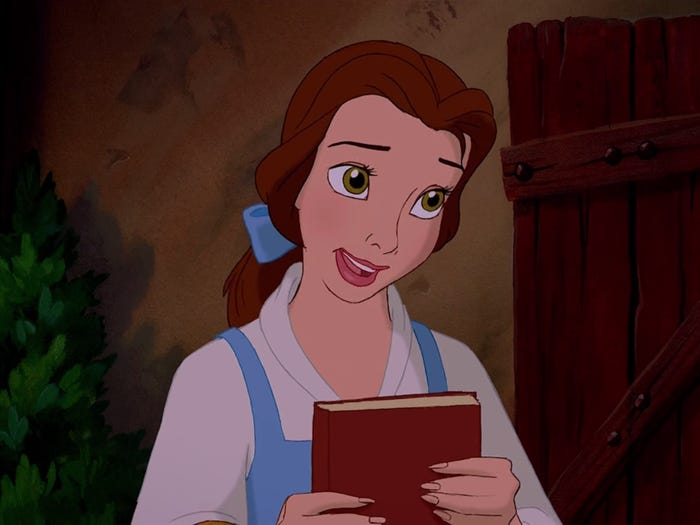 Belle during her opening number in Beauty and the Beast.