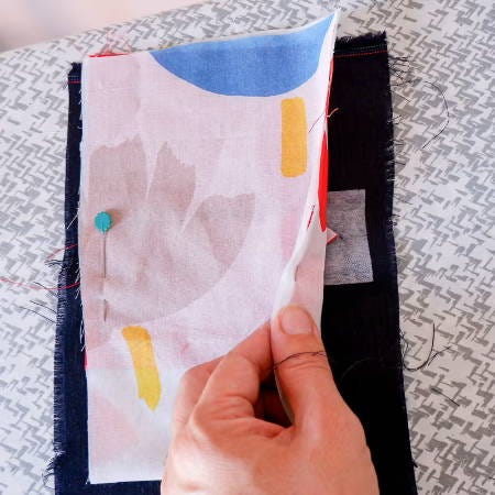 constructing a welt pocket, showing the layers
