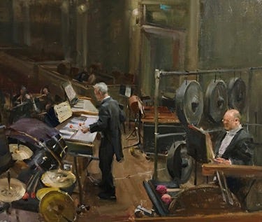 A painting of a band orchestra

Description automatically generated