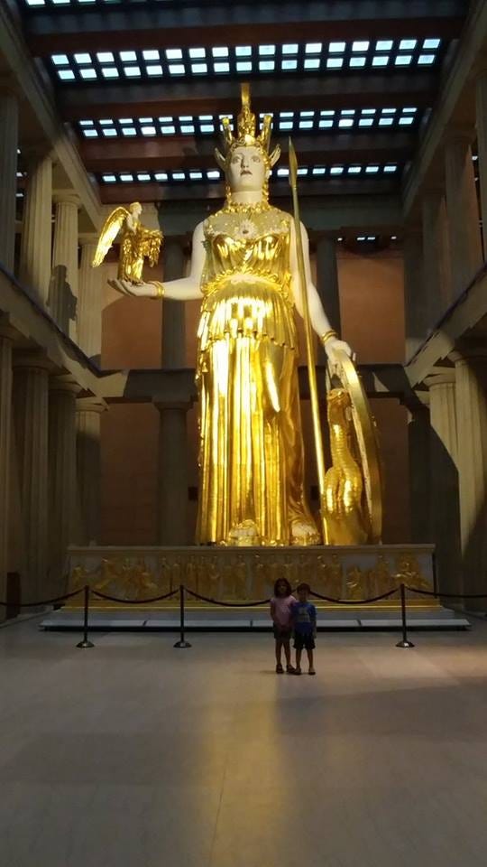 Photograph of the reconstruction of the statue of Athena from the Parthenon currently in Nashville TN