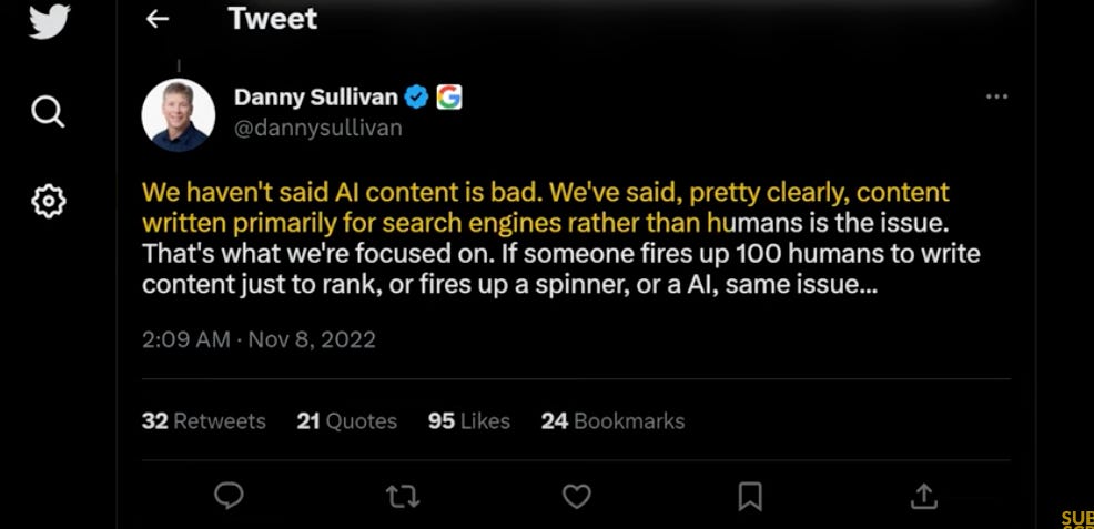 Danny Sullivan Tweet