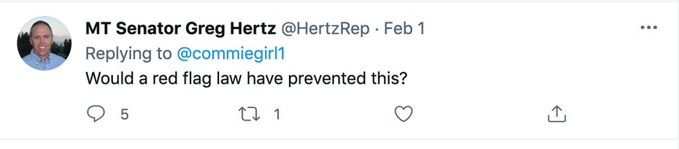 Hertz tweet: "would a red flag law have prevented this?"