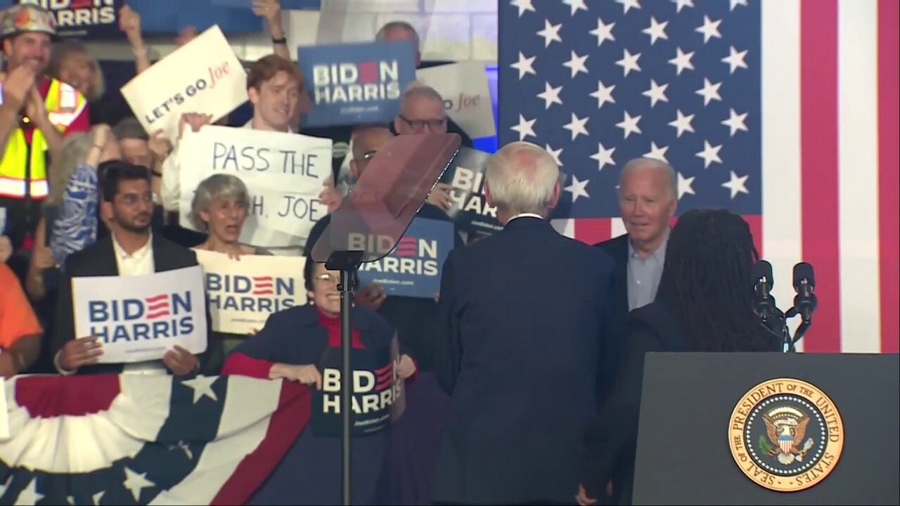 Biden greeted with ‘Pass the Torch, Joe’ sign at Wisconsin rally