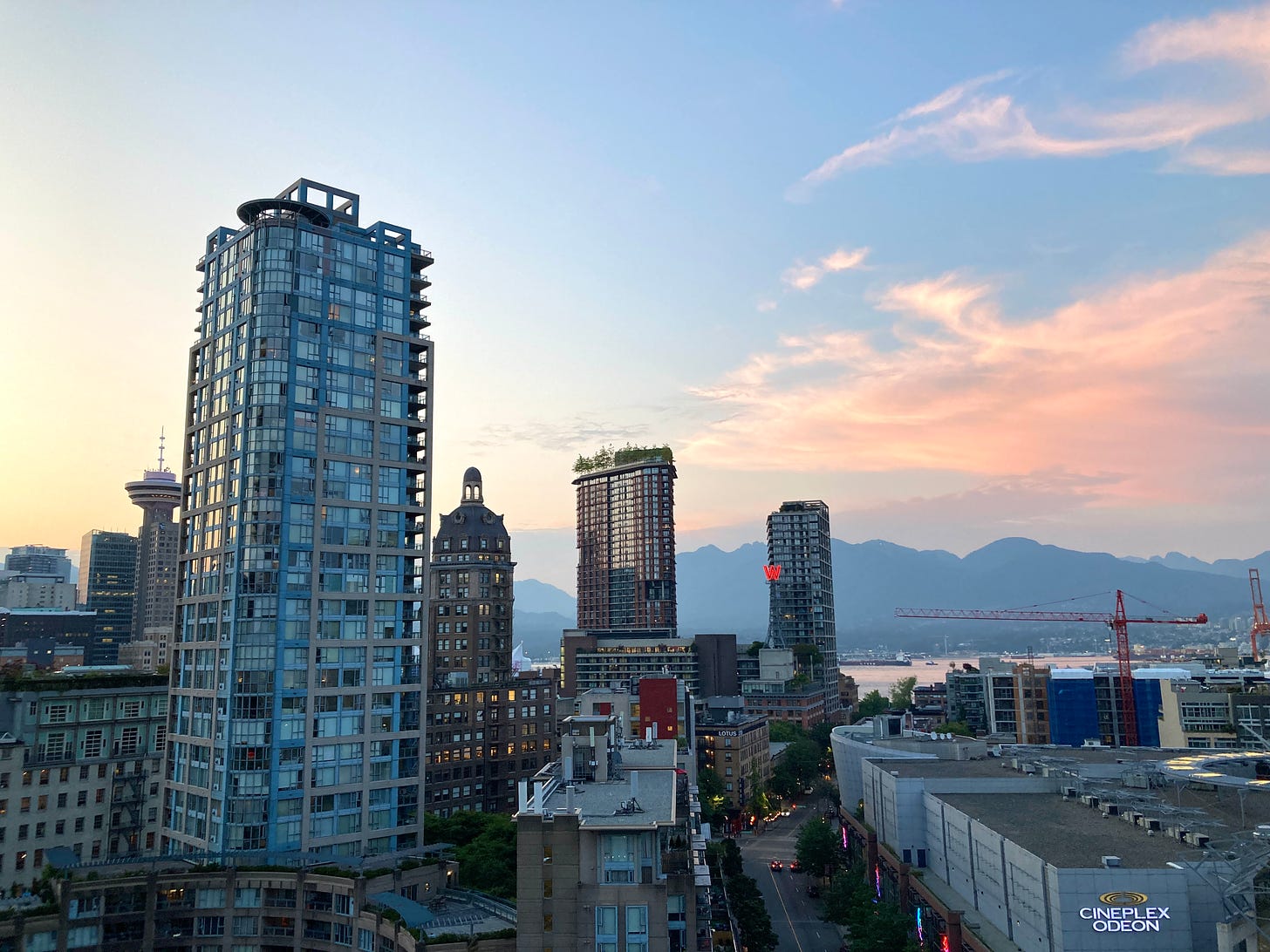 Photo of the Vancouver skyline at dusk