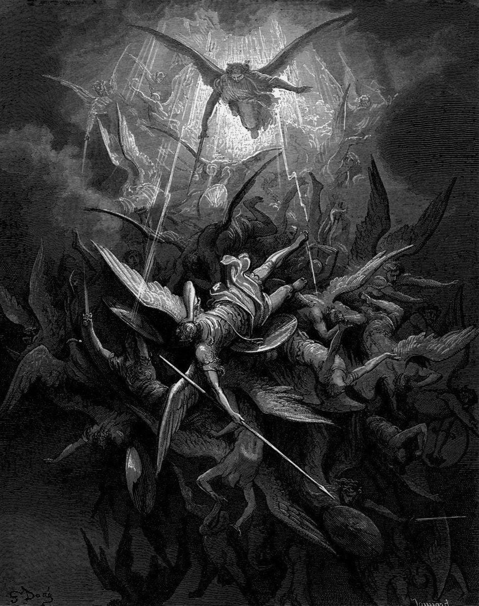 THE FALLEN ANGELS, LUCIFER AND HIS ANGELS GUSTAVE DORE ILLUSTRATION FROM  JOHN MILTON'S PARADISE LOST | Gustave dore, Paul gustave doré, Doré
