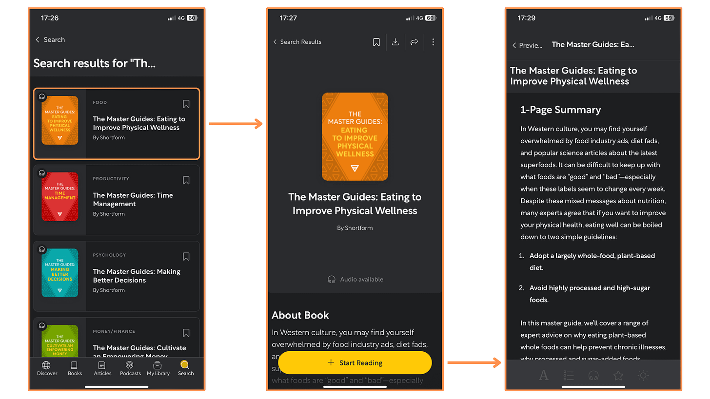 Shortform’s Master Guides (mobile app + dark mode)