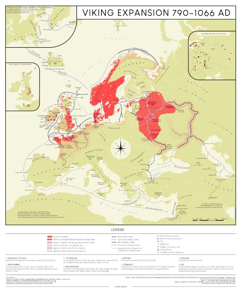 Mapa de la expansión vikinga (790 - 1066)