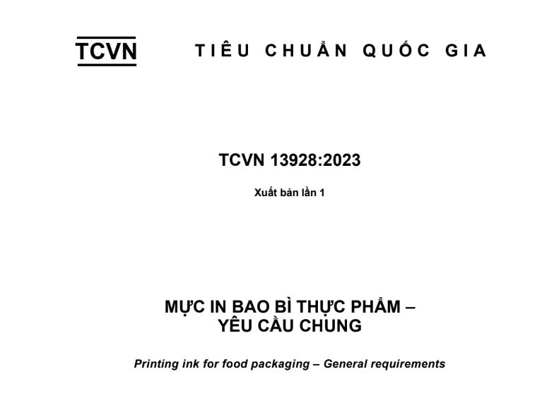 TCVN 13928:2023: Mực in bao bì thực phẩm phải được sản xuất từ các hợp chất an toàn, không độc hại