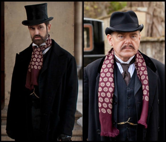 Szal i kamizelka pojawiły się w ubiegłym roku w dwóch brytyjskich serialach: "Parade's End" (lewa strona) i wspomnianym już "Downton Abbey".