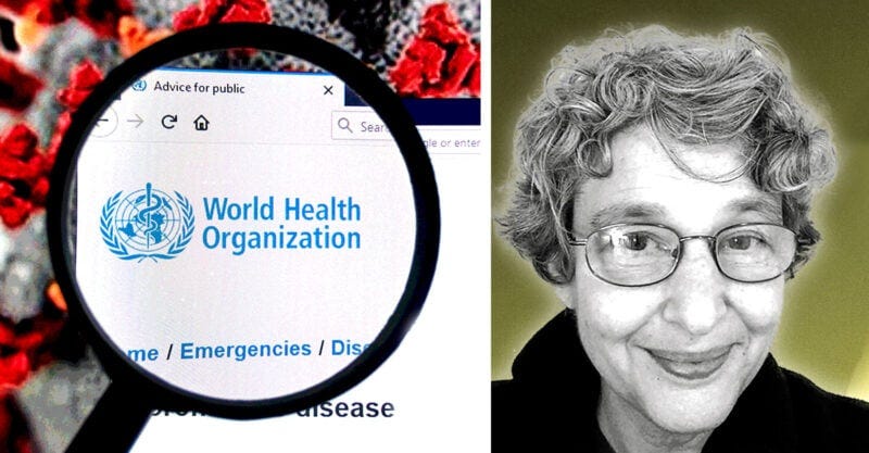 world health organization in magnifying glass and meryl nass